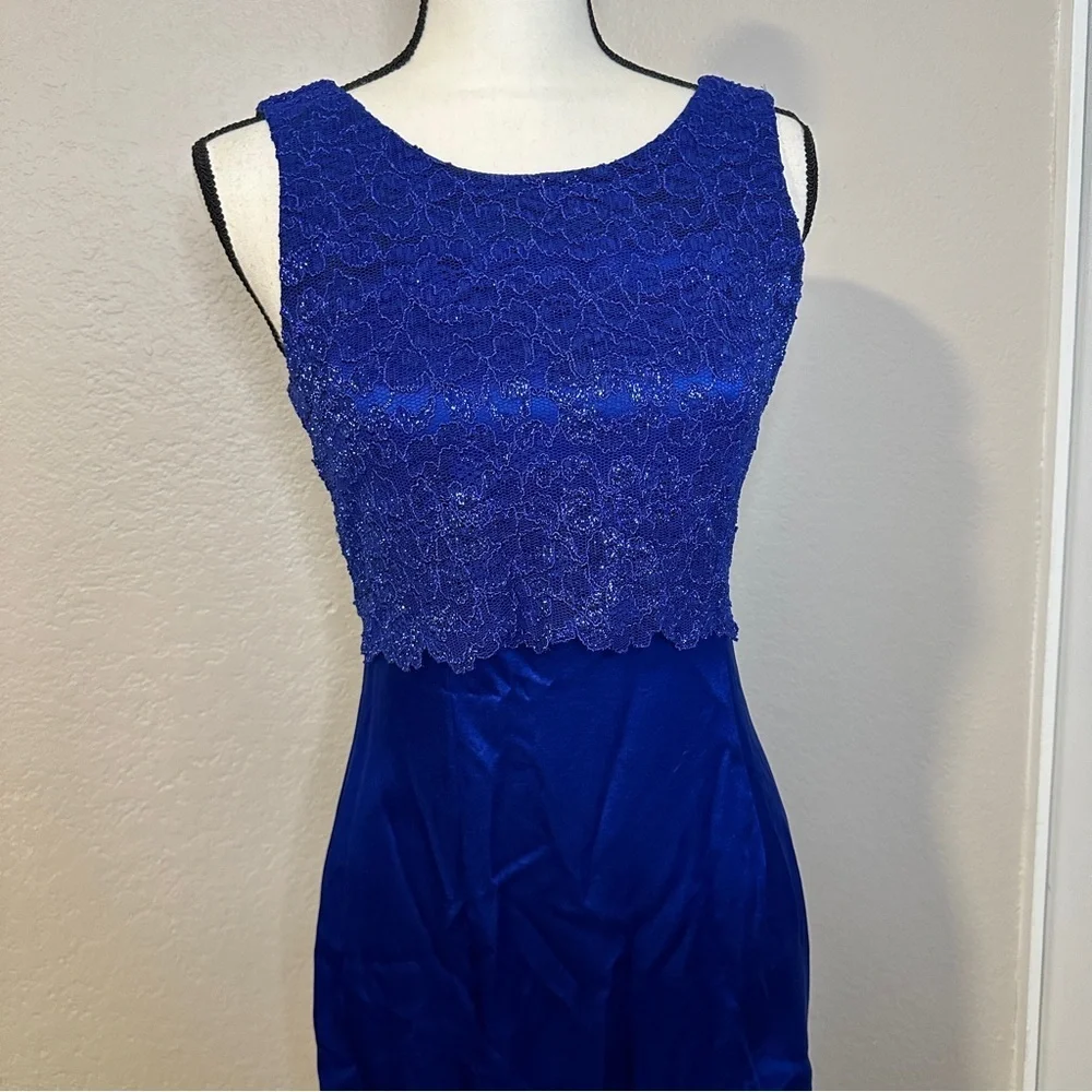 VTG Frederick’s of Hollywood Mini Satin Dress Short‎ n’ Sweet Sabrina Royal Blue